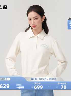 MLB官方 女款学院风运动休闲polo领时尚套头卫衣春夏新款MTV11