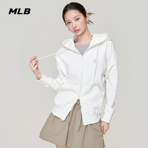MLB纯色小标连帽卫衣外套