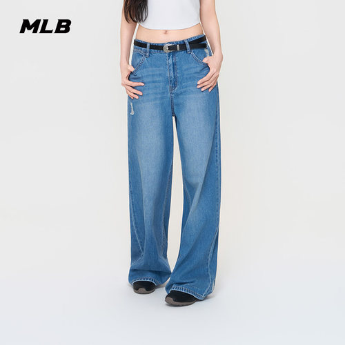 MLB官方 女款休闲时尚百搭复古潮流阔腿牛仔裤26春季新款DPB07