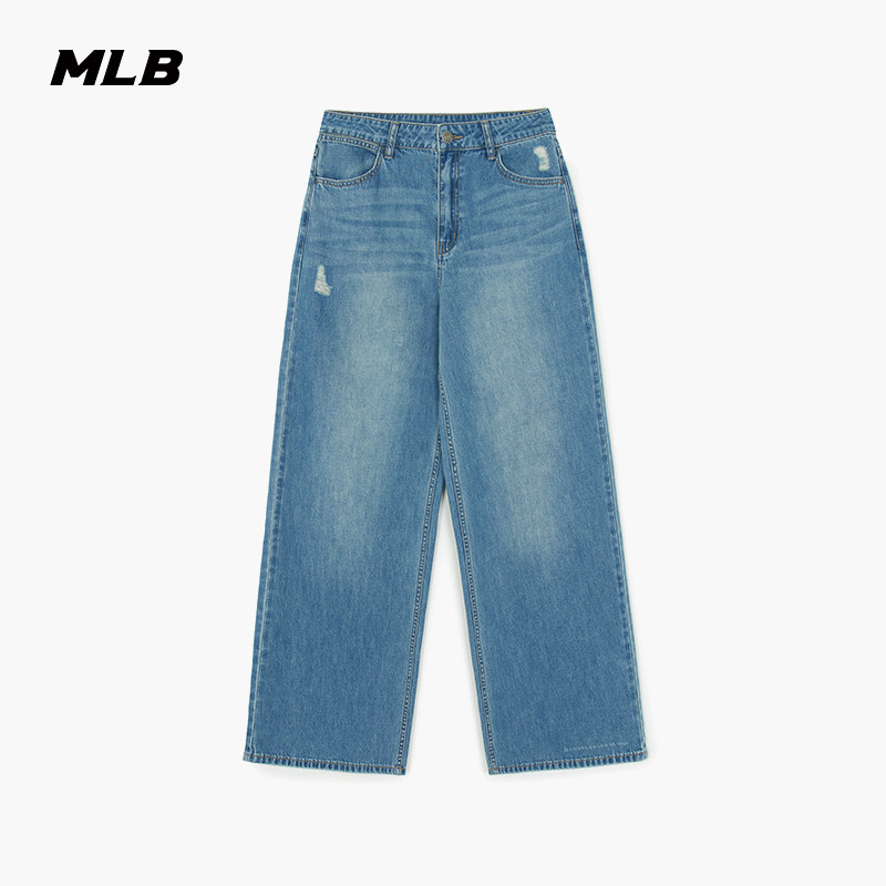 MLB官方 女款休闲时尚百搭复古潮流阔腿牛仔裤26春季新款DPB07,运动服/休闲服装,运动牛仔裤,淘宝优惠券,粉丝福利购,淘宝优惠卷