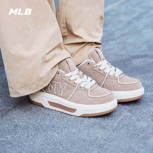 MLB官方男女情侣复古百搭印刻老花厚底增高学长鞋25秋冬新款SXE02