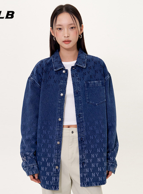 MLB官方 男女情侣时尚潮流百搭渐变老花牛仔衬衫25秋季新款DRM07