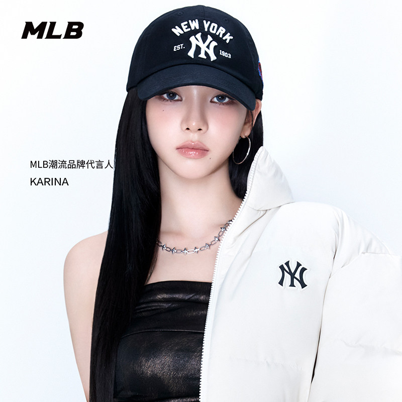 MLB官方 KARINA同款男女韩系时尚百搭复古软顶棒球帽春夏CPB10图片