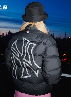 MLB官方男女情侣时尚保暖羽绒服胶印镂空logo休闲外套冬季DJB04