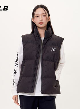 MLB官方 男女情侣潮奢满印老花加厚保暖羽绒马甲25冬季新款DVM03