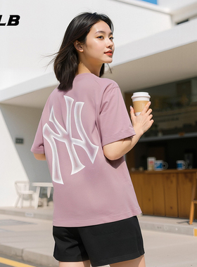 MLB官方 男女情侣运动休闲百搭短袖潮流背标T恤25夏季新款TSB64