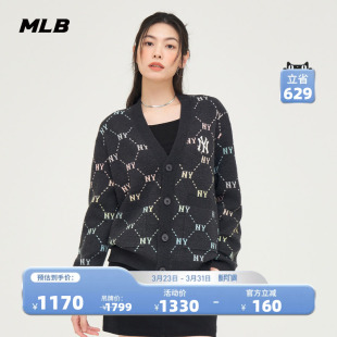 MLB官方情侣彩色钻石老花舒适针织开衫 KCM01 外套春夏KCM02