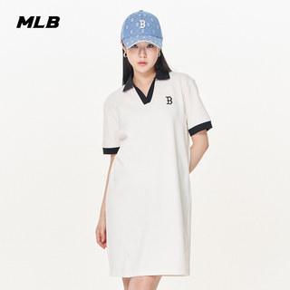 MLB官方 女款撞色运动连衣裙时尚宽松休闲百搭潮23夏季新款OPB03