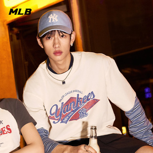 新款 MLB官方 25夏季 男女复古胶片T恤圆领学院短袖 TSV07 KARINA同款