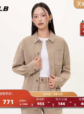 MLB官方 男女情侣时尚百搭复古风后背图案牛仔衬衫春夏DRV02
