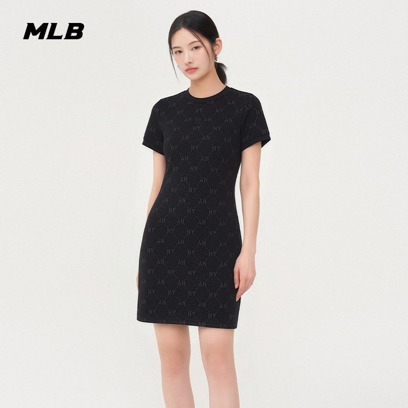 MLB官方 女款时尚潮流修身百搭钻石老花连衣裙26春季新款OPM03
