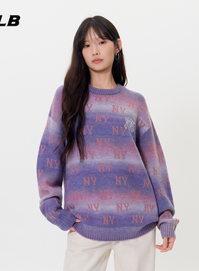 MLB官方 男女情侣时尚复古渐变老花圆领针织毛衣25秋季新款KPM02