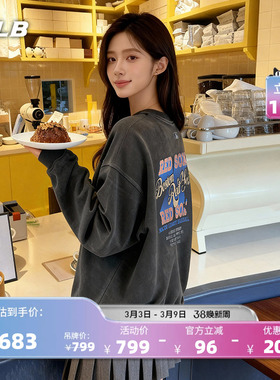 MLB官方 男女情侣宽松百搭复古水洗印花卫衣26春季新款MTV05