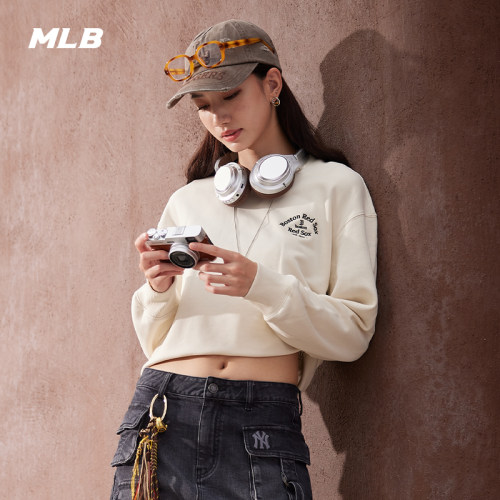 MLB官方 男女情侣时尚简约基础百搭圆领套头卫衣秋季新款MTB17