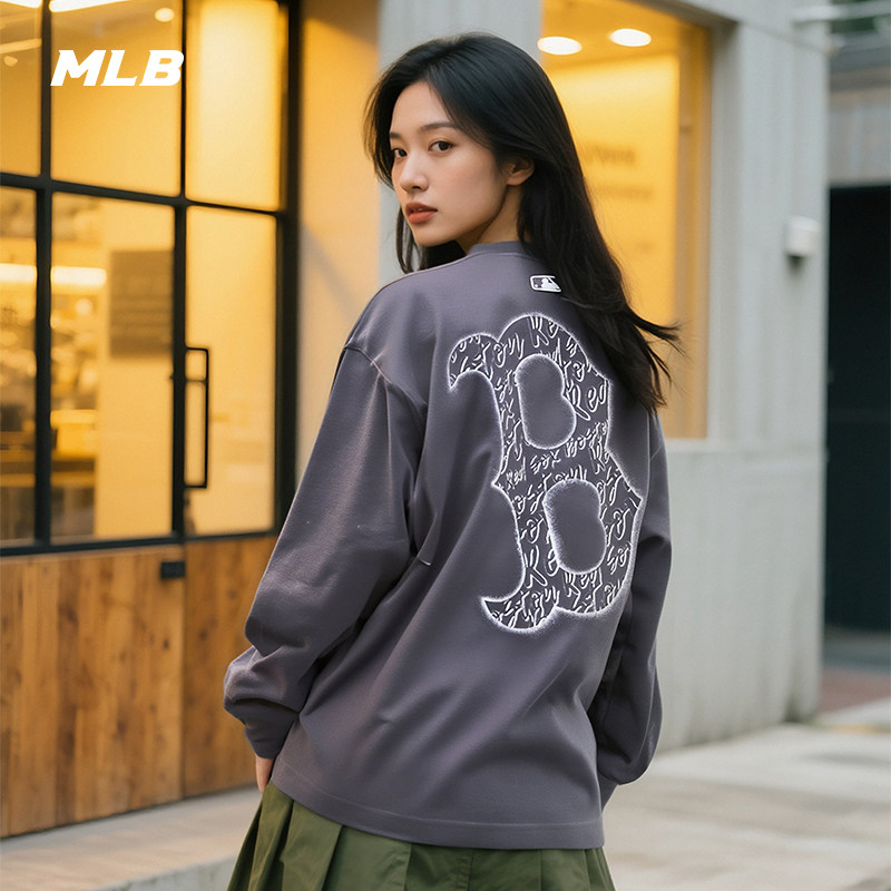 MLB官方 男女情侣防晒运动休闲潮流背标长袖T恤25秋季新款TSB05,运动服/休闲服装,运动T恤,淘宝优惠券,粉丝福利购,淘宝优惠卷