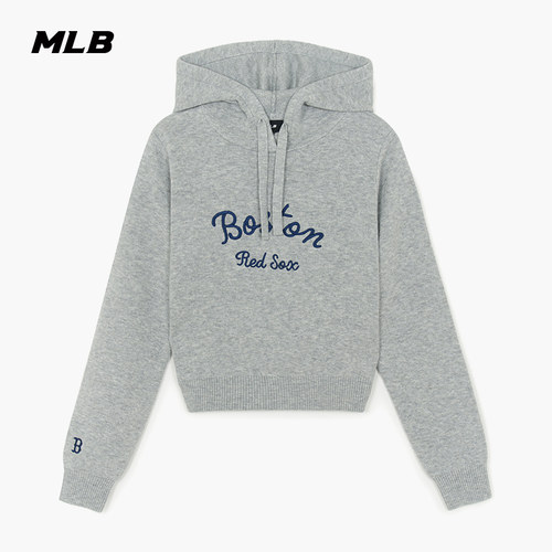 MLB官方 女款短款学院风连帽针织套衫毛衣25秋季新款KPV04/PTB09