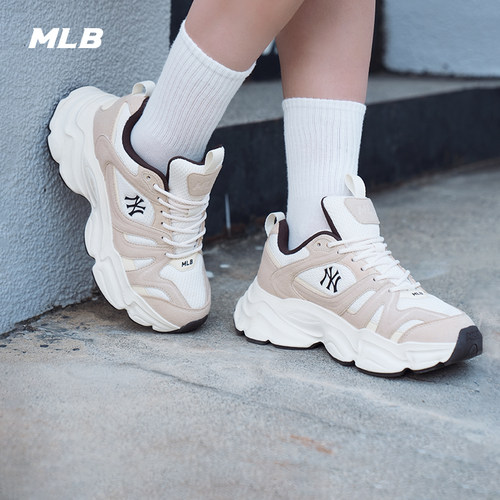 MLB官方 男女同款做旧厚底复古增高脏脏鞋休闲鞋26夏季软弹SHCC1