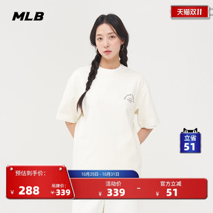 新款 MLB官方 休闲T恤25夏季 圆领时尚 TSB41 男女情侣纯色宽松短袖