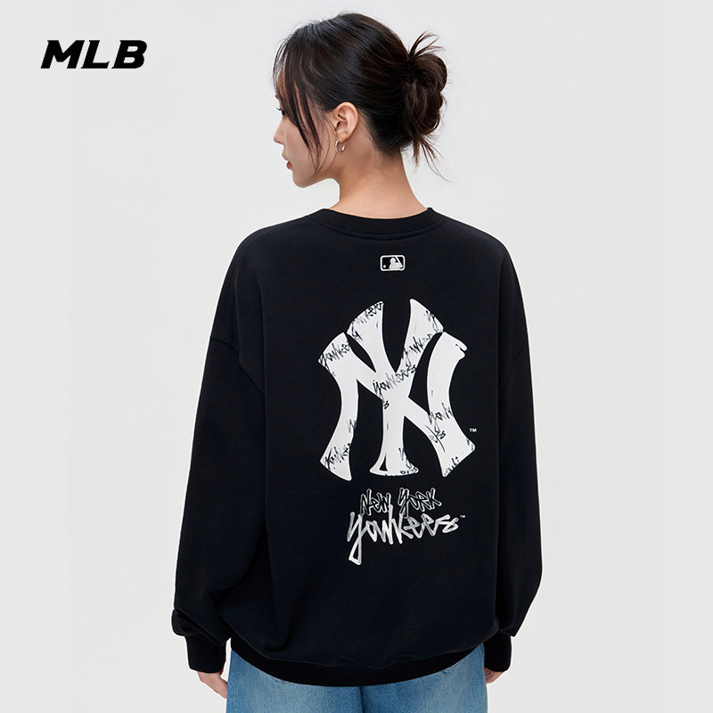 MLB官方 男女同款休闲时尚宽松涂鸦背标圆领卫衣26春季新款MTB05