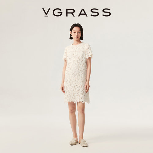 VGRASS蕾丝优雅镂空轻礼裙