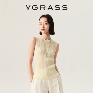 针织衫 VGRASS维格娜丝26夏季 修身 坑条显瘦棉混纺清爽无袖 女 新款