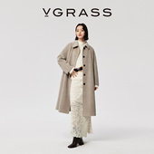 丰满绒感羊驼毛混纺翻领复古大衣女 新款 皇室婴驼 VGRASS25冬季