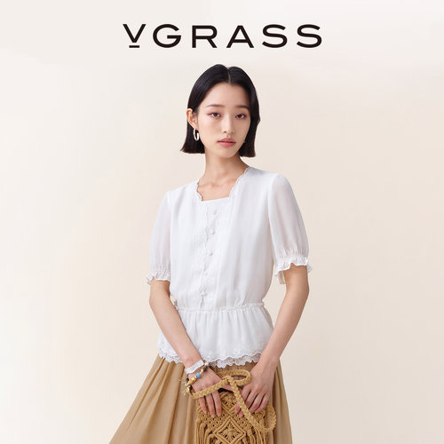 VGRASS真丝乔其小衬衫