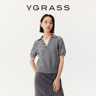 精调比例羊毛混纺假两件polo衫 VGRASS秋冬新款 针织 WISH系列