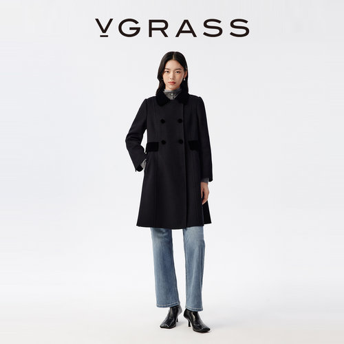 VGRASS羊毛混纺双面呢大衣