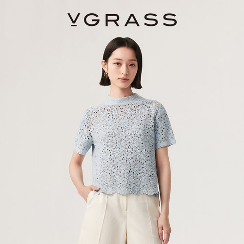 VGRASS手工钩针棉纱针织衫