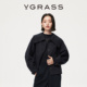 VGRASS25秋冬新款 复古大翻领高支羊毛混纺双面呢短大衣毛呢外套女