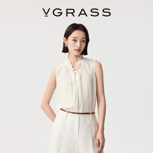 VGRASS桑蚕丝乔其无袖上衣