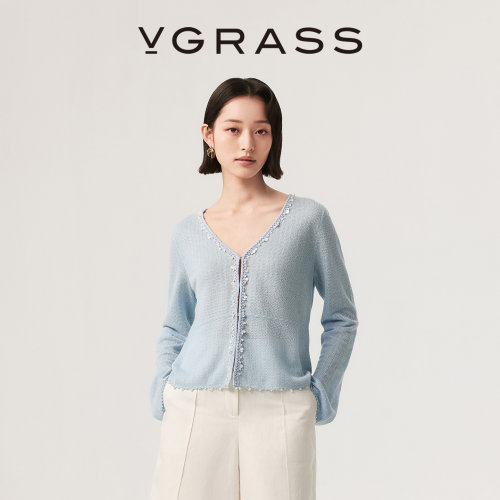 VGRASS“空气感”亚麻针织开衫