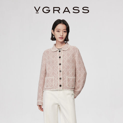 VGRASS浪漫编织肌理花纱外套
