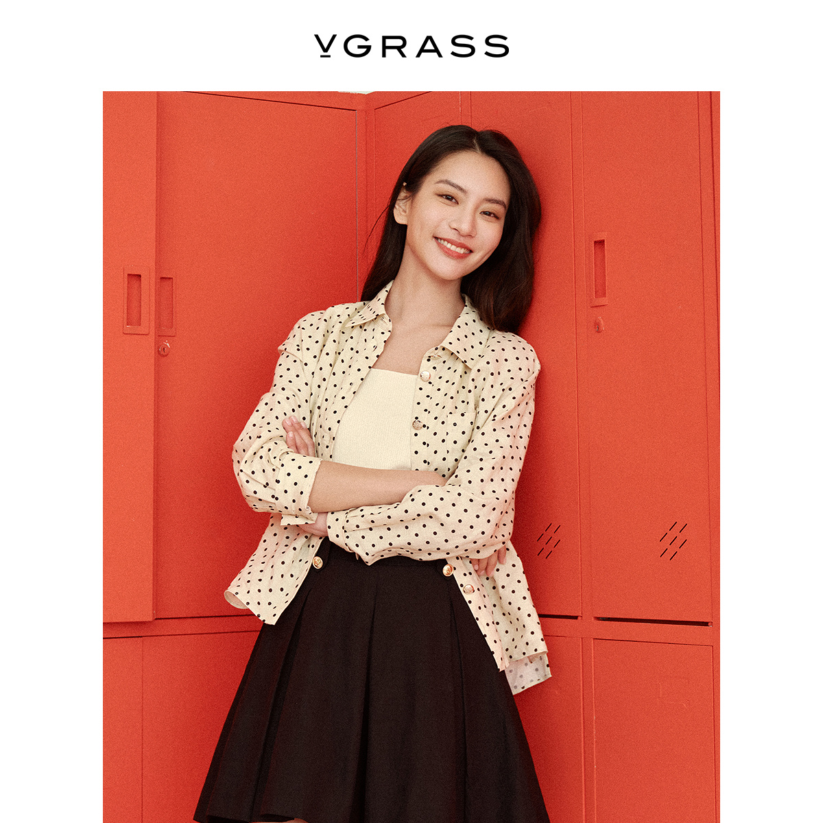 VGRASS欧洲进口亚麻波点衬衫