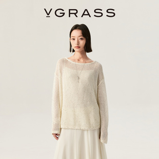 细腻吊带两件套 轻薄微透氛围感闪片罩衫 VGRASS维格娜丝26夏季 新品