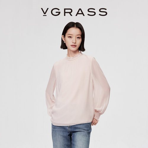 VGRASS轻盈飘逸桑蚕丝衬衫