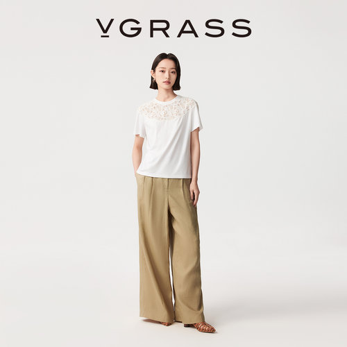 VGRASS垂坠显瘦亚麻休闲裤