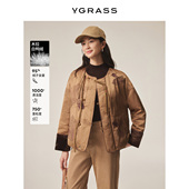 VGRASS新中式 外套女 独特短款 轻国风提花羽绒服95白鸭绒冬季 新款