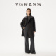 VGRASS25秋冬新款 超轻毛呢 意大利进口羊驼毛混纺双排扣呢大衣