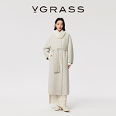 皇室婴驼 VGRASS25冬季 新款 羊驼毛水貂毛领长款 廓形毛呢大衣