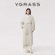 皇室婴驼 VGRASS25冬季 新款 羊驼毛水貂毛领长款 廓形毛呢大衣