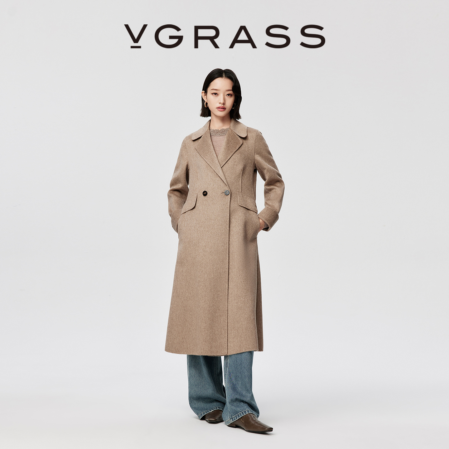 100%山羊绒毛呢大衣VGRASS