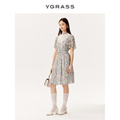 新款 VGRASS维格娜丝夏季 桑蚕丝花卉度假风连衣裙 悠然假日