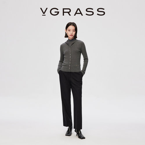 VGRASS绵羊毛混纺微锥休闲裤