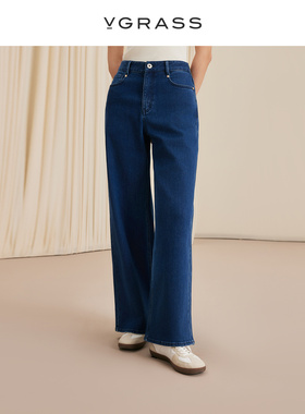 VGRASS维格娜丝24年秋季新款舒适棉感轻牛仔阔腿裤VSK2P3328C