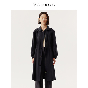 VGRASS维格娜丝春季 瘦腰显瘦风衣 进口棉感面料彼得潘领轻型中长款