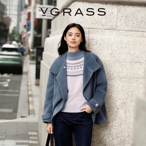 VGRASS羊驼毛羊毛混纺大衣