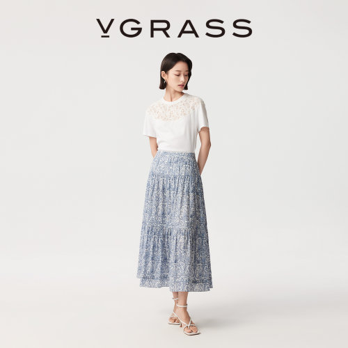 VGRASSLiberty印花半身裙