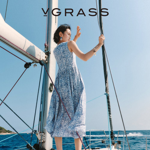 VGRASSLiberty印花背心连衣裙